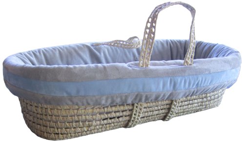 Baby Doll Bedding Zuma Moses Basket Set, Grey/Blue