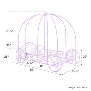 DHP Metal Carriage Bed, Fairy Tale Bed Frame, Shabby-Chic Style, Twin, Lilac