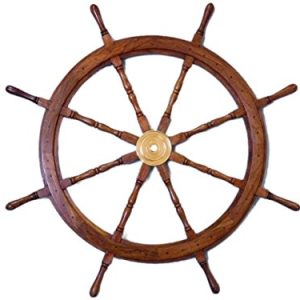 Nautical Deluxe Class Wood and Brass Decorative Ship Wheel 36" - Nautical Home Decoration Gifts