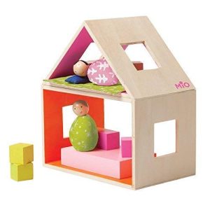 Manhattan Toy MIO Sleeping Place + 2 Bean Bag People Peg Dolls Imaginative Montessori Style STEM Learning Modular Wooden Building Playset for Boys and Girls 3 Years + Up