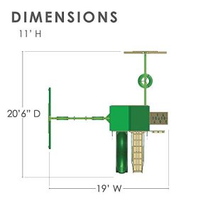 Gorilla Playsets 01-0004-TS-1 Frontier Wooden Swing Set with Green Vinyl Canopy, Timber Shield Posts, Slide and Tire Swing