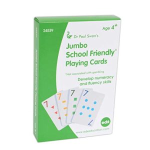 edx Education School Friendly Playing Cards - Jumbo Size - Set of 56 - Multicolored Patterned Cards Numbered 0-13 for Gameplay - Teach Number Concepts, Counting, Matching and Probability