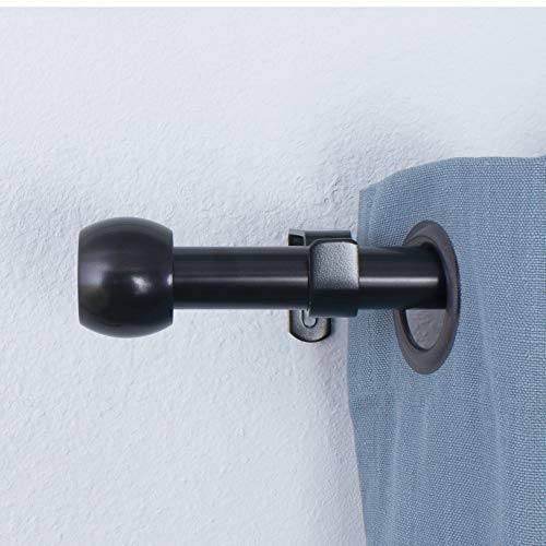 Decopolitan 1" Knob Curtain Rod Set, 18 to 36 Inches, Black
