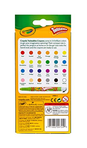Crayola Mini Twistables Crayons, 24 Classic Colors Non-Toxic Art Tools for Kids & Toddlers 3 & Up, Great for Kids Classrooms Or Preschools, Self-Sharpening No-Mess Twist-Up Crayons