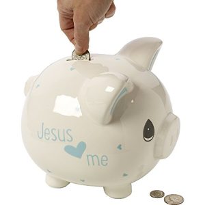 Precious Moments, Jesus Loves Me, Ceramic Piggy Bank, Boy, 164461