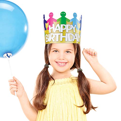 Hygloss Products Happy Birthday Crowns - Customizable, Durable Kids Party Supplies Made in USA, 24 Pack