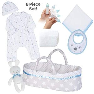 Adora Baby Doll Clothes - Adoption Baby Essentials Sweet Star for 16 inch Girl Baby Dolls, 8-Piece Essentials Gift Set for Kids