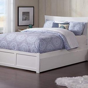 Atlantic Furniture Metro Platform Bed with Flat Panel Footboard and Twin Size Urban Trundle, Full, White