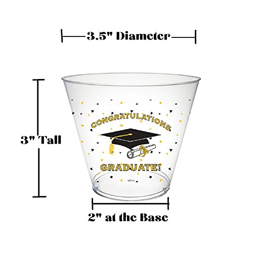 Party Essentials 20Count Printed Hard Plastic 9 Oz Tumbler Party Cups, Graduation