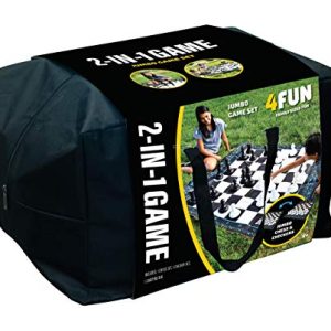 4Fun Jumbo Chess and Checkers Set | Giant Chess/Checkers Game | Outdoor Chess/Checkers | Outdoor Board Game