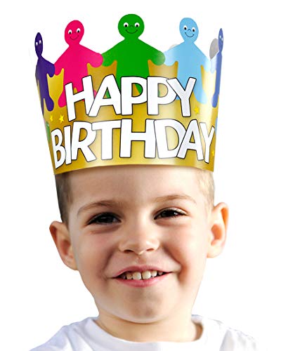 Hygloss Products Happy Birthday Crowns - Customizable, Durable Kids Party Supplies Made in USA, 24 Pack