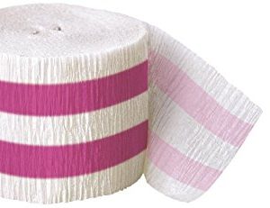 30ft Hot Pink Striped Crepe Paper Streamers