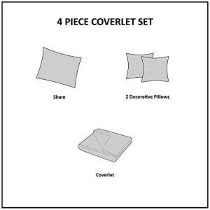 Urban Habitat Kids Finn Twin/Twin Xl Bedding Sets Boys Quilt Set - Green, Navy , Shark Stripe – 4 Piece Kids Quilt For Boys – 100% Cotton Quilt Sets Coverlet