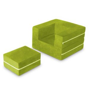 Jaxx Zipline Modular Kids Chair & Ottoman/Fold-Out Lounger, Lime