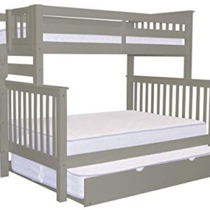 Bedz King Bunk Beds Twin over Full Mission Style with End Ladder and a Full Trundle, Gray