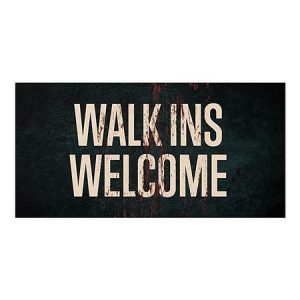 CGSignLab |"Walk Ins Welcome -Ghost Aged Rust" Window Cling | 24"x12"