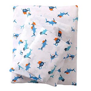 VCNY Home Gangsta Shark Pillowcase and Sheet Sets Full Blue