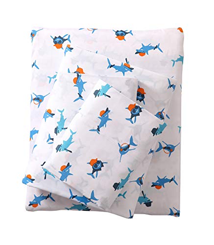 VCNY Home Gangsta Shark Pillowcase and Sheet Sets Full Blue