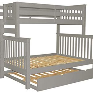 Bedz King Bunk Beds Twin over Full Mission Style with End Ladder and a Full Trundle, Gray