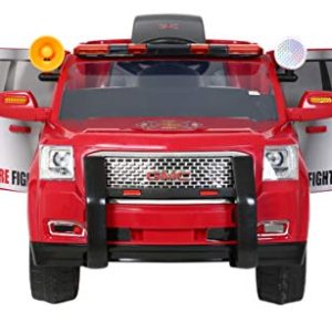 Rollplay 6 Volt GMC Yukon Denali Fire Rescue Toy, Battery-Powered Kid's Ride on Car, Red
