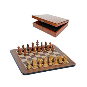 Grand Staunton Chess Set and Wooden Box - Tournament Size Weighted Pieces and Walnut Board - 19 in