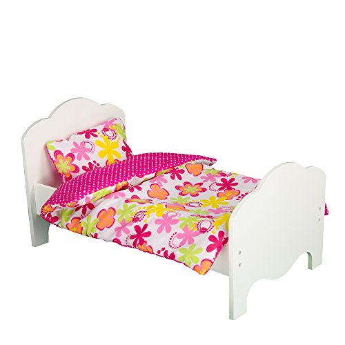 Olivia's Little World - Princess Bedding (Summer Flowers) | Wooden 18 inch Doll Furniture