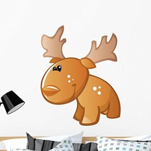 Wallmonkeys GEN-16415-36 WM140707 Cute Baby Brown Cartoon Moose Peel and Stick Wall Decals (36 in H x 29 in W), Large