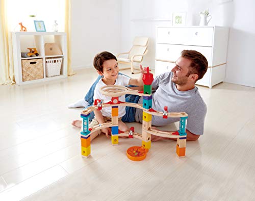 Hape Castle Escape - Quadrilla Wooden Marble Run - STEM Learning, Building & Development Construction Toy - Counting, Color & Problem Solving for Ages 4+, 101Piece