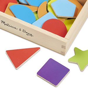 Melissa & Doug 25 Wooden Shape and Color Magnets in a Box
