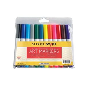 School Smart Chisel Tip Watercolor Markers - Set of 12 - Assorted Colors