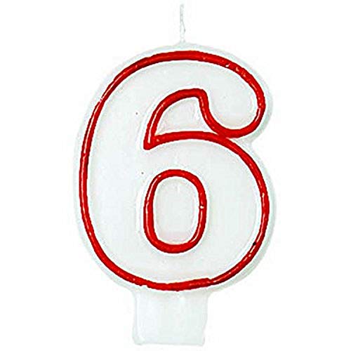Amscan 174006 Flat Molded #6 Candles, 3", Multicolor