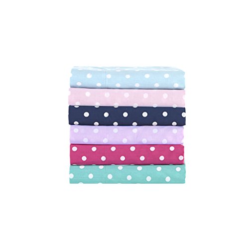 Mi-Zone Polka Dot Printed 100% Cotton Percale Ultra Soft 4 Piece Sheet Set for Girls Bedding, Full Size, Seafoam