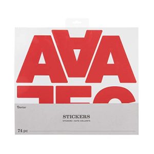 Darice 30052954 Block Font Uppercase Letter Stickers: Red, 4in, 74 Pack