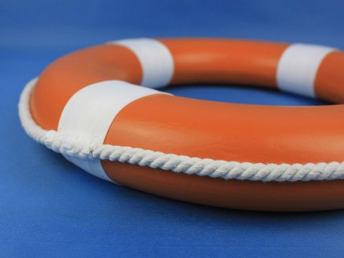 Hampton Nautical Orange Painted Lifering with White Bands, 15"