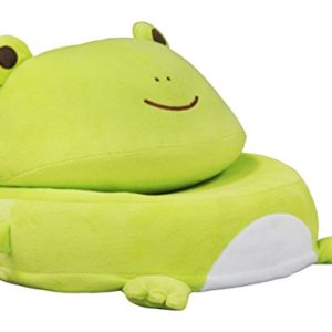 ioHOMES Kiddy Contemporary Microfiber Upholstered Creature Foldable Frog Lounge Chair with Doubles As Booster Seat, Green