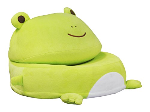 ioHOMES Kiddy Contemporary Microfiber Upholstered Creature Foldable Frog Lounge Chair with Doubles As Booster Seat, Green