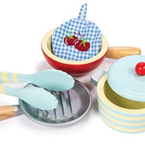 Le Toy Van Honeybake Wooden Pots & Pans Set Premium Wooden Toys for Kids Ages 3 Years & Up