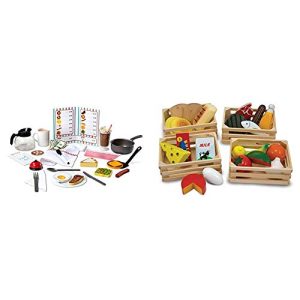 Melissa & Doug Star Diner Restaurant Play Set (Best for 3, 4, 5 Year Olds and Up) & Food Groups - Wooden Play Food, The Original (Best for 3, 4, 5, and 6 Year Olds)