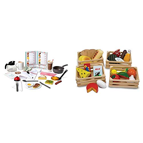 Melissa & Doug Star Diner Restaurant Play Set (Best for 3, 4, 5 Year Olds and Up) & Food Groups - Wooden Play Food, The Original (Best for 3, 4, 5, and 6 Year Olds)