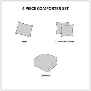 Intelligent Design Waterfall Comforter Set Twin/Twin XL Size - Grey, Ruffles – 4 Piece Bed Sets – Ultra Soft Microfiber Teen Bedding for Girls Bedroom