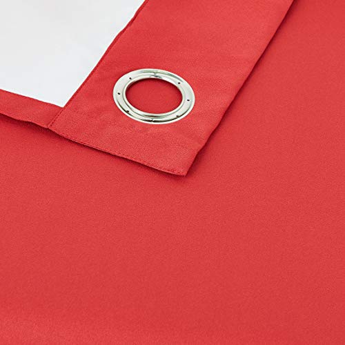 AmazonBasics Kids Room Darkening Blackout Window Curtain Set with Grommets - 42" x 63", True Red