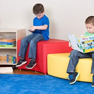 Sprogs Vinyl Soft Seating Curved Stool, 18" H, Blue, SPG-1012BL-A