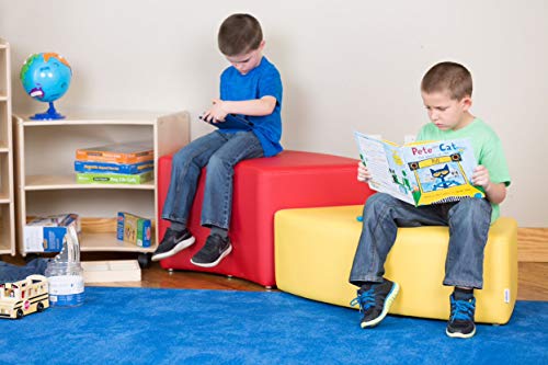 Sprogs Vinyl Soft Seating Curved Stool, 18" H, Blue, SPG-1012BL-A