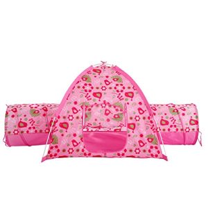 Alvantor Floral Garden 2 Tunnel Playhouse Toddler Playground Kids Play Tent Indoor and Outdoor Pink Princess House Great Game and Toy Gift for Children Fun, 75.6"x44"x37"