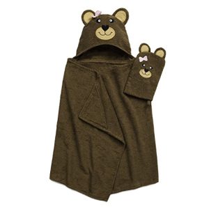 ADI American Dawn Tub Time Tots Kids Hooded Bath Wrap, 2Piece Set, Bear