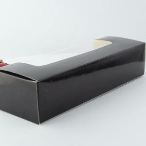 Black Macaron Cookie Boxes with Window (Case of 250), PacknWood - Paper Dessert Containers (8.5" x 2.7" x 1.9") 210MAC7F