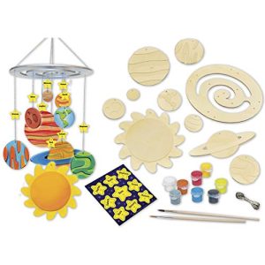 MasterPieces Works of Ahhh Real Wood Large Acrylic Paint & Craft Kit, Solar System Mobile, Mom's Choice Award & Dr. Toy's 100 Best Winner, for Ages 4+