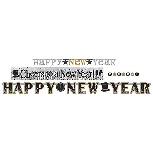 amscan Happy New Year Letter Banners, Multipack, 4 Ct. | Party Decoration