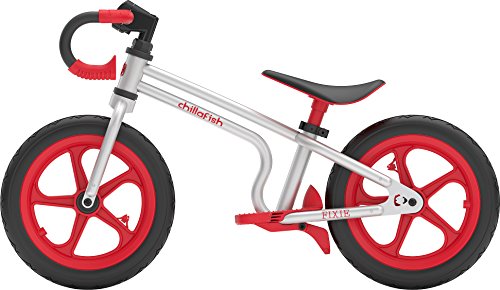 Chillafish Fixie Fixed-Gear Styled Balance Bike with Integrated Footrest, Footbrake & Airless Rubberskin Tires, Red