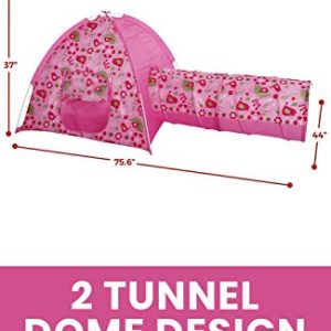 Alvantor Floral Garden 2 Tunnel Playhouse Toddler Playground Kids Play Tent Indoor and Outdoor Pink Princess House Great Game and Toy Gift for Children Fun, 75.6"x44"x37"